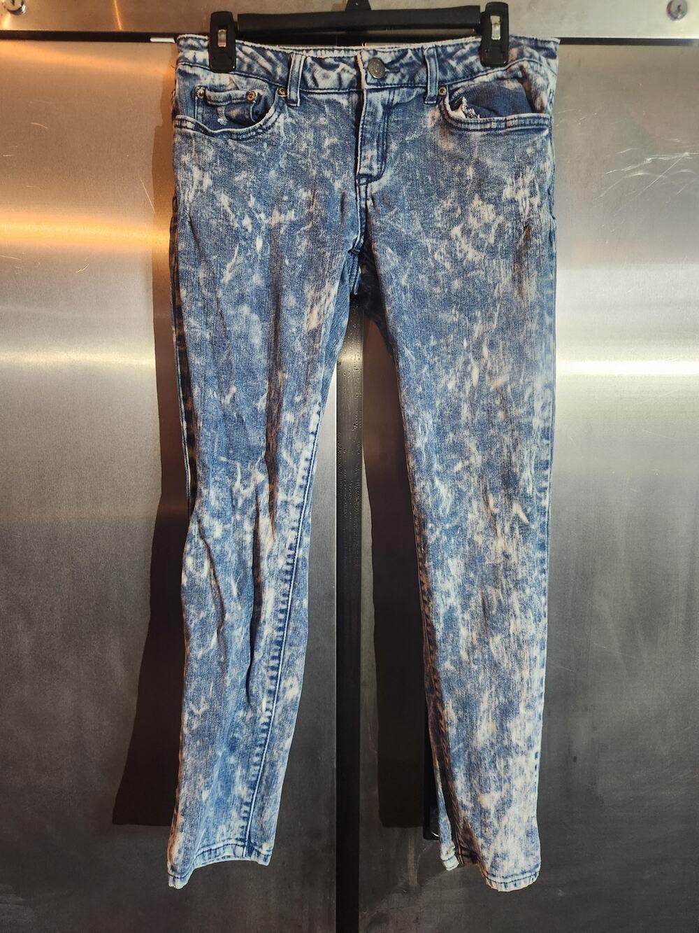 Aeropostale Lola Jegging Acid Wash Skinny Jeans Blue White Womens Size 10